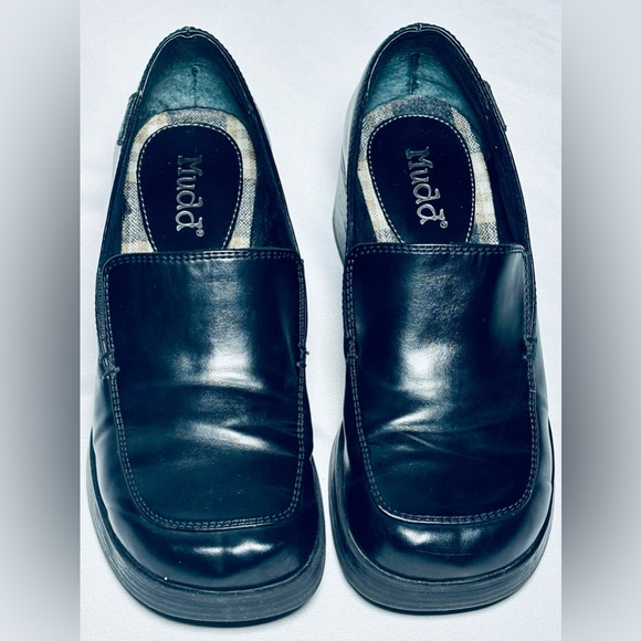 VTG 90s Y2K Mudd Sharpe Black Vegan Leather Chunky Platform Oxfords Women's 7M - Picture 3 of 6
